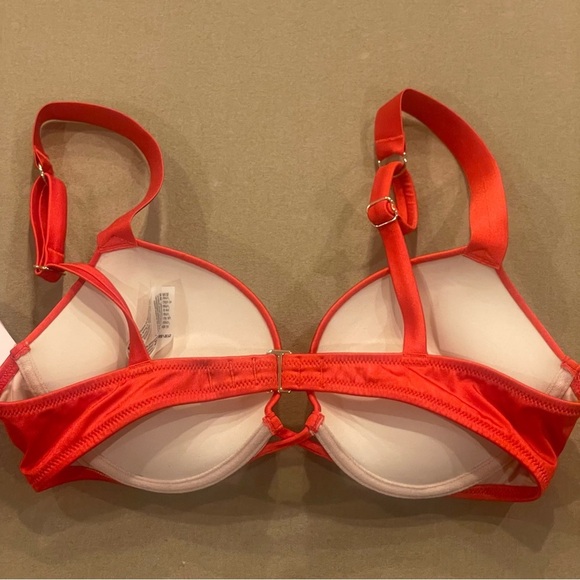 Victoria’s Secret Bling Rhinestone Logo Straps Push Up Bikini Top Red Sz 34B NWT - Picture 5 of 11